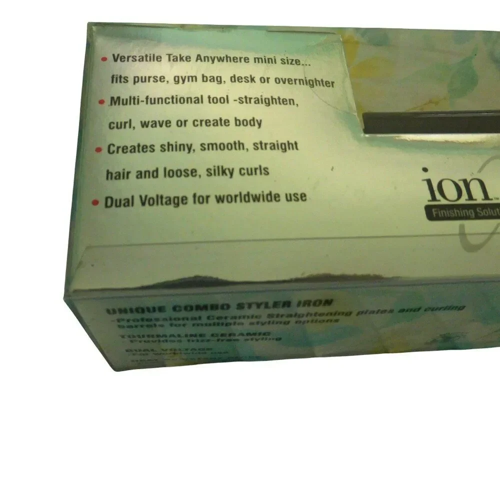 NEW Ion Straight‎ N' Spiral Mini Ceramic Combo Styler with travel pouch